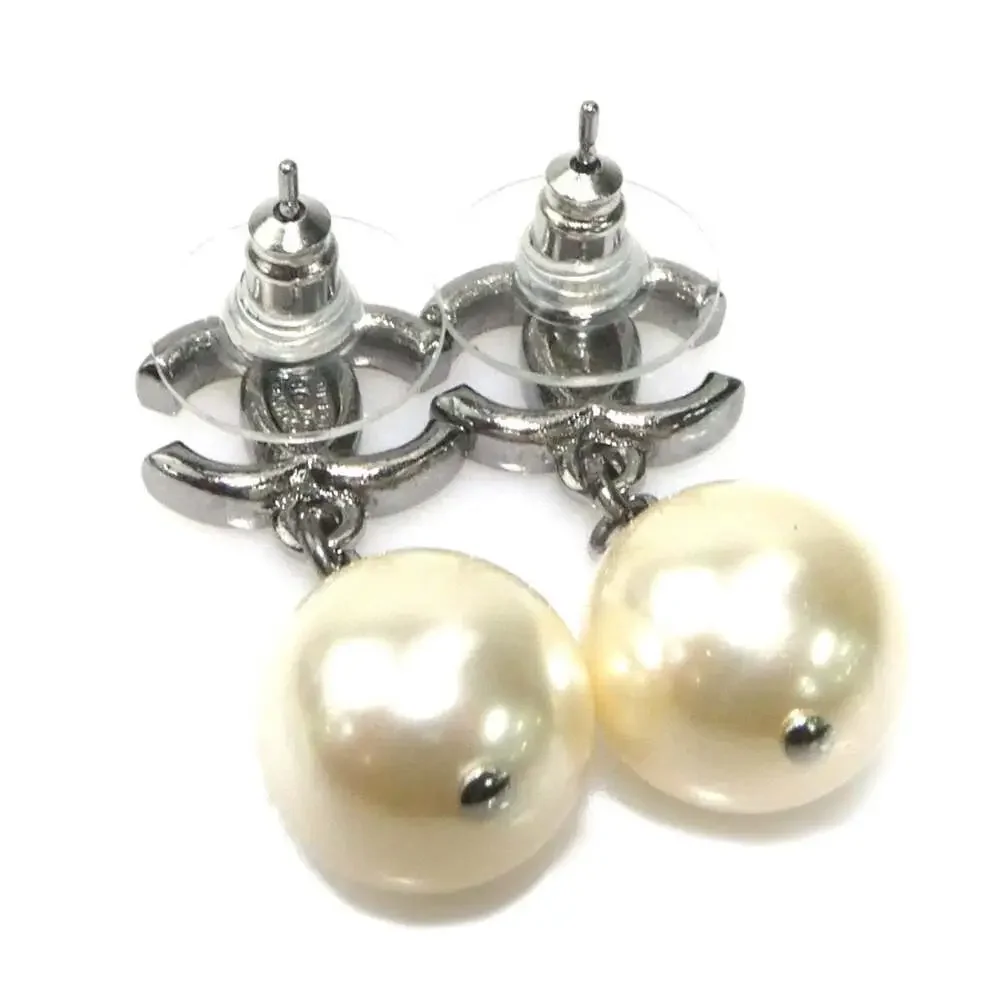 Chanel Cc Logo Earrings Silver-Tone #208590C65B - Picture 3 of 5